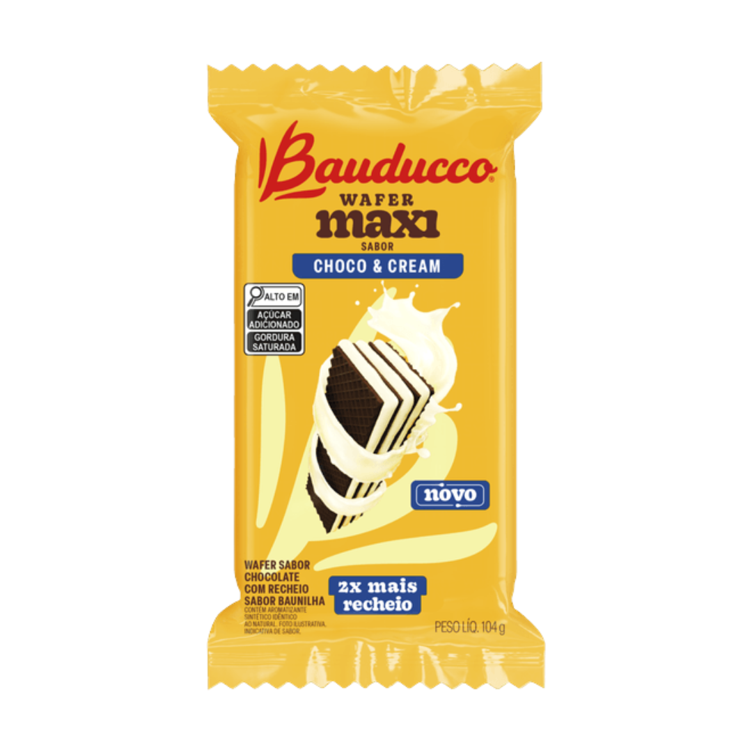 Wafer Maxi Chocolate e Creme - BAUDUCCO - 104g