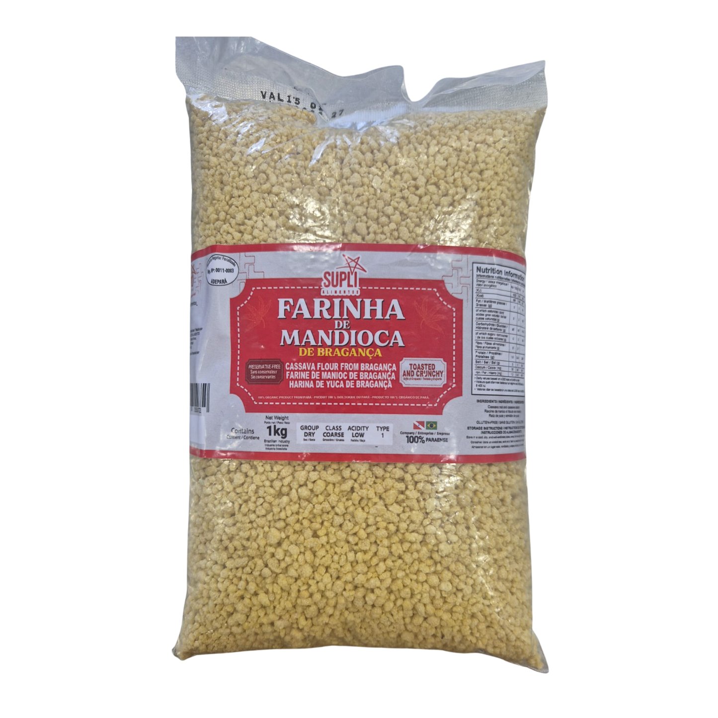 Farinha de Mandioca D'Agua de Bragança - Supli Alimentos - 1kg