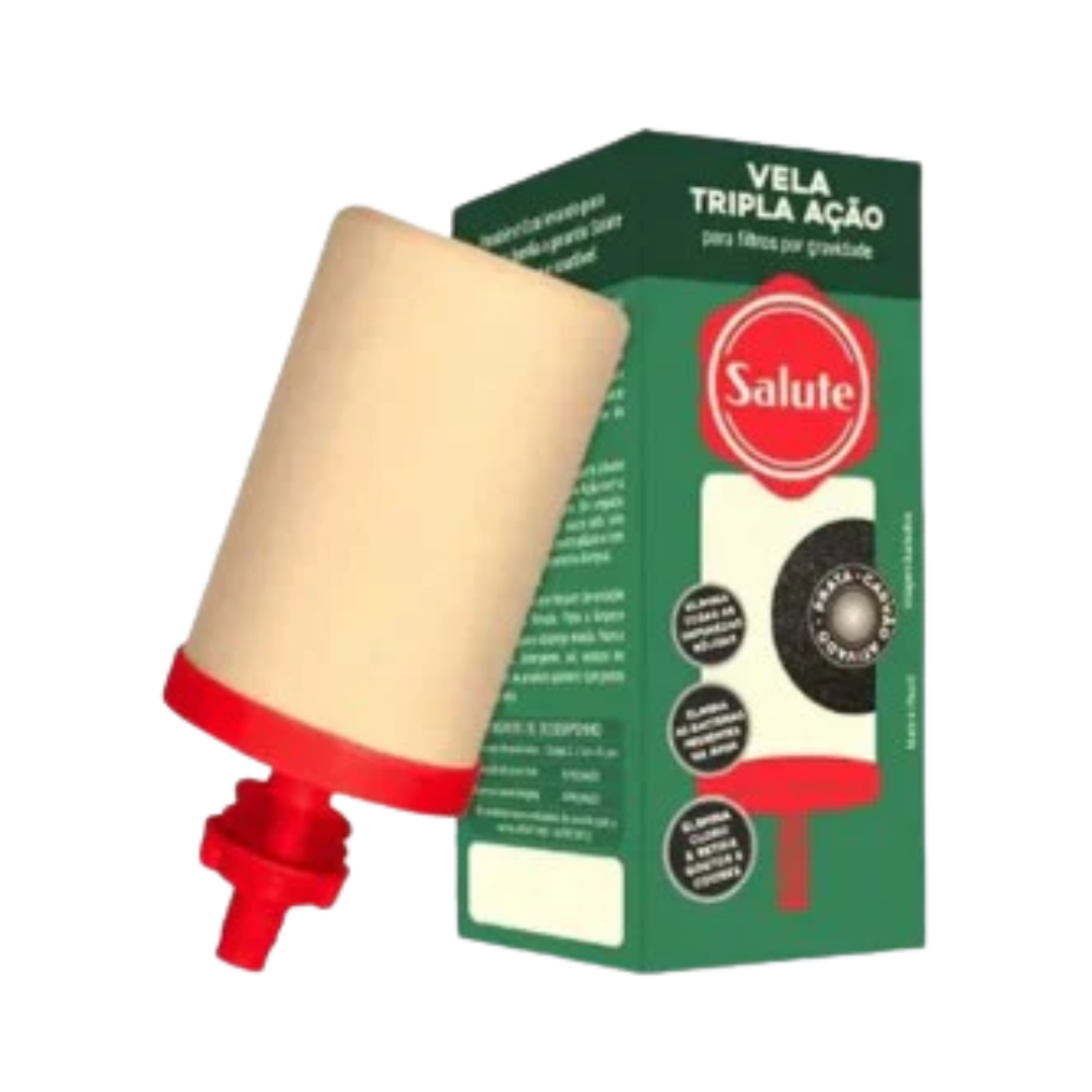 VELA DE CARVÃO ATIVADO PARA FILTRO DE BARRO TRIPLA AÇÃO - SALUTE - 1 UNIDADE