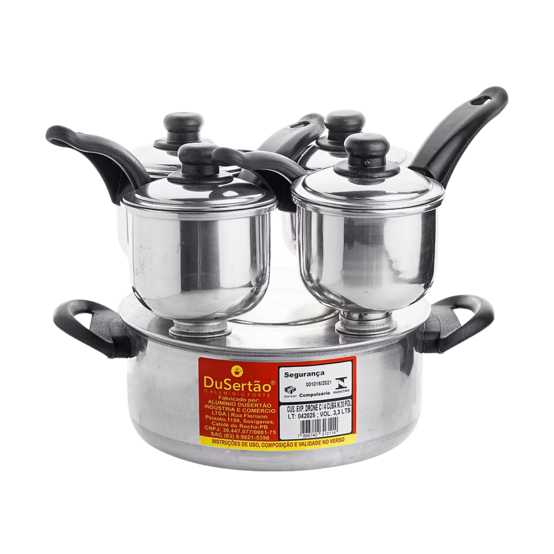 Cuscuzeira Drone Polida com 3 - DuSertão