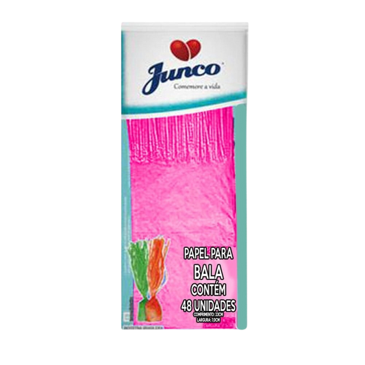 Papel Para Bala Rosa Franja - JUNCO - 48und - 23x7,5cm