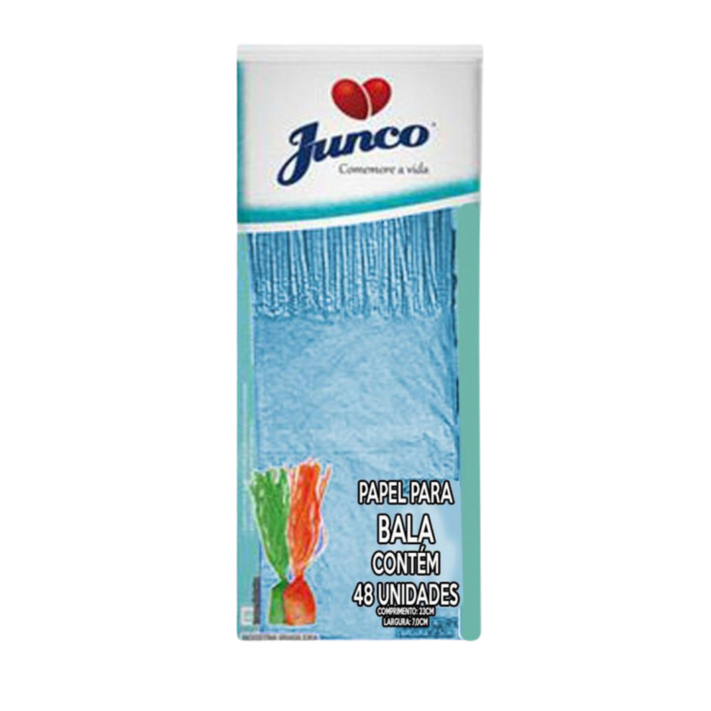 Papel Para Bala Azul Claro Franja - JUNCO - 48und - 23x7,5cm